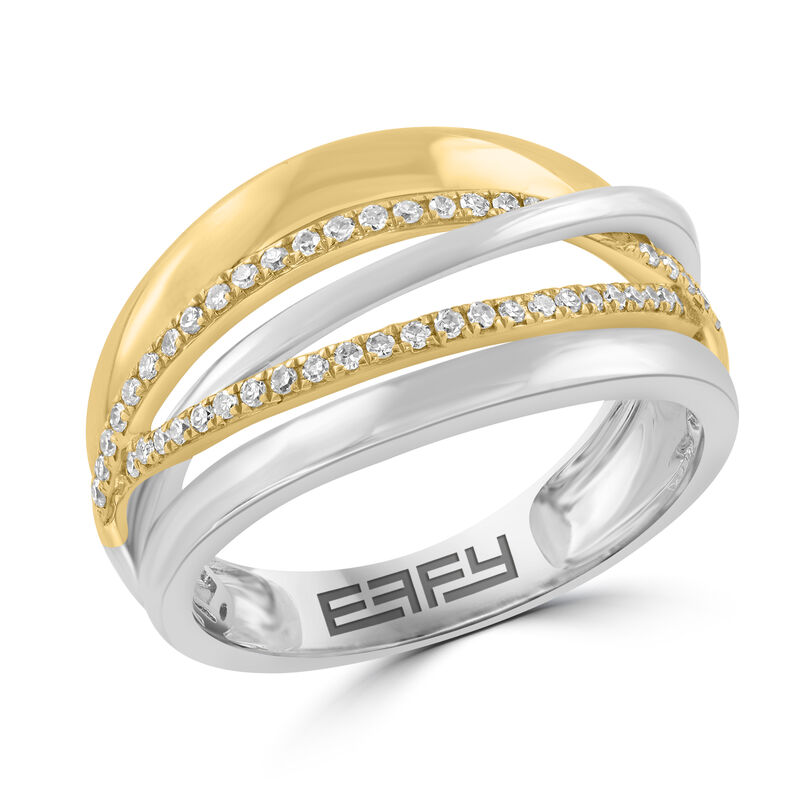 EFFY Diamond Two Tone Fashion Ring in 14k Yellow Gold image number null